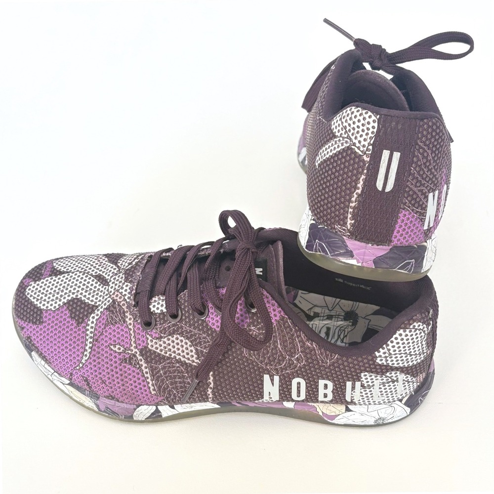 NOBULL Project Magnolia SuperFabric Cross Training Shoes Sz 7 Purple Floral Gym